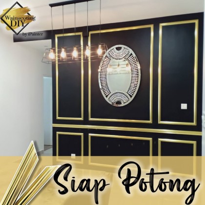 Gold Chrome 30mm Wainscoting Frame (Siap Potong)