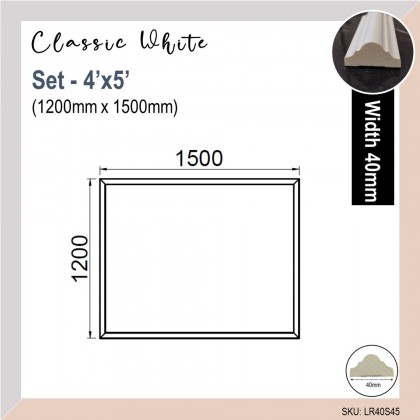 White 40mm Wainscoting Frame (Siap Potong)